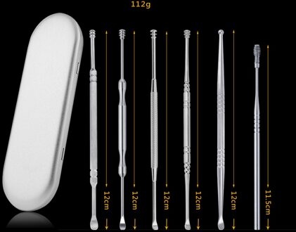 6 Pcs Draagbare Roestvrij Staal Oor Schoonmaken Tool Veiligheid Oorsmeer Verwijderen Kit Voor Volwassenen Kids