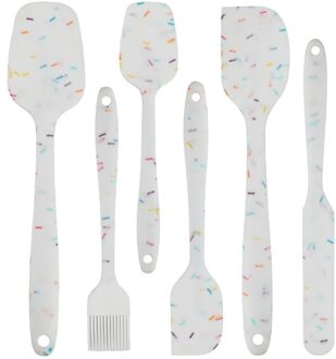 6-Pcs Food Grade Siliconen Non-stick Boter Koken Spatel Set Cookie Pastry Schraper Brush Cake Bakken Mengen Tool