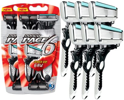 6 Pcs Goede Dorco Scheermes Mannen 6-Layer Bladen Scheermes Voor Mannen Scheren Rvs Veiligheid Scheermesjes