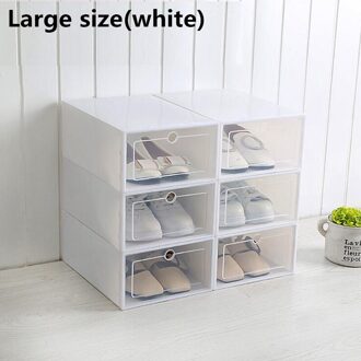 6 Pcs Grote Schoenendoos Verdikte Lade Case Plastic Schoen Dozen Stapelbaar Doos Schoen Organisator Schoenen Opbergdoos Schoenenrek groot wit