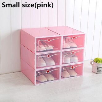 6 Pcs Grote Schoenendoos Verdikte Lade Case Plastic Schoen Dozen Stapelbaar Doos Schoen Organisator Schoenen Opbergdoos Schoenenrek klein roze