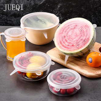 6 Pcs Herbruikbare Voedsel Verpakking Cover Silicon Voedsel Vers Houden Afdichting Cap Vacuüm Stretch Cap Verpakking Keuken Siliconen Cover