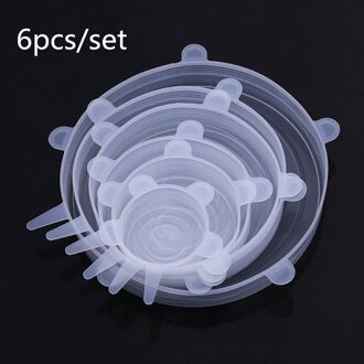 6 Pcs Keuken Accessoires Keuken Gadgets Herbruikbare Silicon Stretch Deksels Universele Deksel Silicone Voedsel Wrap Kom Deksel Keuken Gereedschap wit 1 reeks