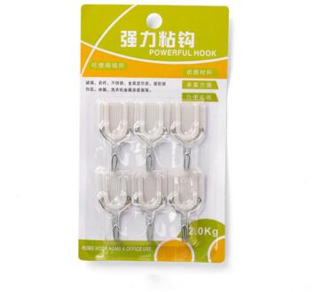 6 Pcs Keuken Badkamer Muur Opknoping Lijm Haak Muur Nail Gratis Naadloze Haak Creatieve Plastic Haak Badkamer Accessoires TSLM1
