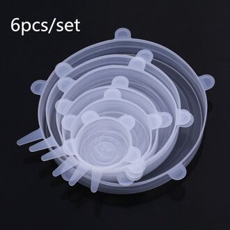 6 Pcs Keuken Gadgets Keuken Accessoires Herbruikbare Silicon Stretch Deksels Universele Deksel Silicone Voedsel Wrap Kom Deksel Keuken Gereedschap wit 1 reeks