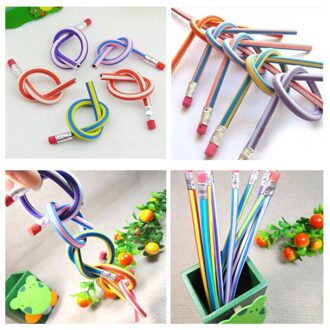 6 Pcs Korea Schattige Briefpapier Kleurrijke Magic Bendy Flexibele Zacht Potlood Met Gum Student School Office Gebruik