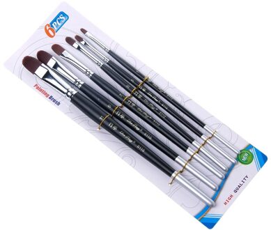 6 Pcs Kunstenaar Nylon Haar Acryl Schilderen Borstel Set Aquarel Olie Tekening Tool