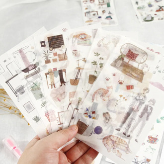 6 pcs/lot Love cat series Decorative Washi Stickers set Scrapbooking Stick Label Diary Stationery Album Sticker