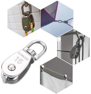 6 Pcs M15 Enkele Katrol Blok Opknoping Draad Towing Wiel Swivel Lifting Draad Touw Kabel Katrol Roller