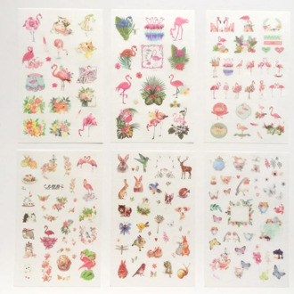 6 pcs/pack Flamingo Freedom World Decorative Stickers Adhesive Stickers DIY Decoration Diary Stationery Stickers Children Gift
