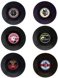 6 Pcs Plastic Vinyl Record Coaster Cup Mat Zwart Retro Mok Coaster Pad Hittebestendig Non Slip Drink houder Home Decor