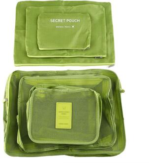 6 Pcs Reistas Mode Kleding Opbergzakken Verpakking Kubus Reizen Thuis Kleding Organizer Set groen