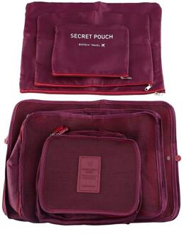 6 Pcs Reistas Mode Kleding Opbergzakken Verpakking Kubus Reizen Thuis Kleding Organizer Set Rood