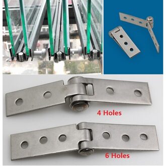 6 Pcs rvs butt scharnier vouwen frameloze balkon raam scharnier glas venster verbinding 6 Holes