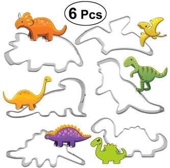 6 Pcs Rvs Cookie Cutters Dinosaurus Vorm Biscuit Friut Cutter Mold Cake Decorating Tool