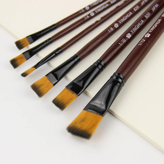 6 PCS/Set New Arrived Nylon Hair Pen Set Wooden Handle Kids Gouache Oil Painting Brush Drawing Painting Teaching Tools