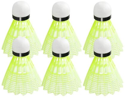 6 Pcs Super Duurzaam En Licht Plastic Geel Nylon Badminton Bal Training Bal Plastic Shuttle Kurk Hout Bal Hoofd