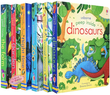 6 Pcs Usborne Peep Inside The Zoo Animal English Educational 3D Flap Picture Books Baby Children Reading Book for child Gifts