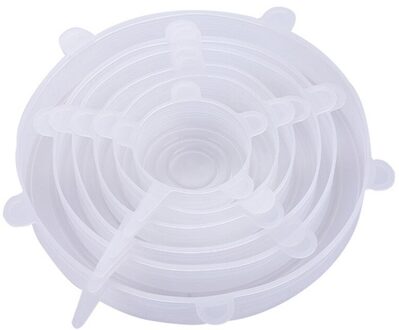 6 Pcs Voedsel Wraps Herbruikbare Silicone Voedsel Verse Houden Verzegelde Covers Siliconen Afdichting Vacuüm Stretch Deksels Saran Wraps Organisatie wit