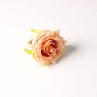 6 Pcs Wedding Rose Servet Ring Bloem Servet Ring Voelen Simulatie Bloem Servet Gesp Donker Kaki