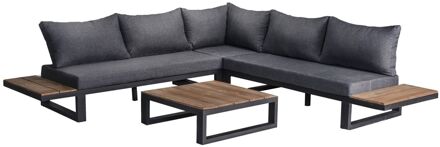 6-persoons Loungeset Canyon Hoekset incl. acacia houten tafel Grijs