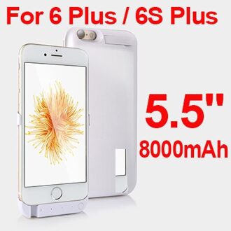 6 plus 6 SPlus 8000 mAh Externe Batterij Case Voor iphone 6 Plus 6 s Plus Batteria Charger Case Telefoon Power bank Lading Cover Case wit