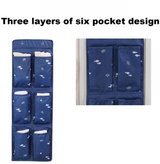6 Pocket Muur Deur Kast Thuis Opknoping Opbergtas Oxford Organizer Bag diep blauw
