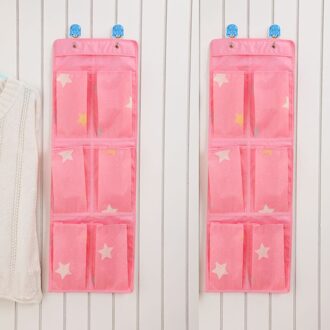 6 Pocket Muur Deur Kast Thuis Opknoping Opbergtas Oxford Organizer Bag Roze