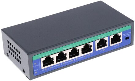 6 Poort 10/100Mbps 4 Poe Poort & 2 Uplink Power Over Ethernet Switch Adapter