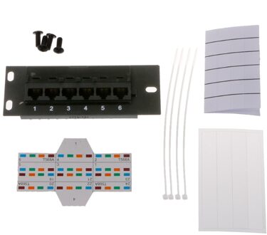6 poort CAT5 CAT5E Patch Panel RJ45 Networking Wall Mount Rack Beugel