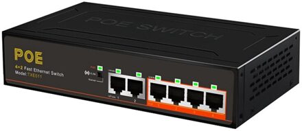 6-Poorts Poe Switch 100M Ingebouwde Voeding Poe Splitter 52V1.25a Lange Afstand Transmissie 250 meter