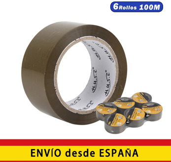 6 rolls brown adhesive tape 48mm * 100M for packages, transport, extra strong and resistant tape packing adhesive seal