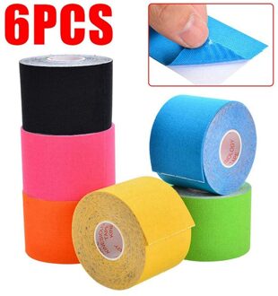 6 Rolls/Set Kinesiologie Tape Atletische Herstel Elastische Tape Kneepad Spierpijn Relief Knee Pads Ondersteuning Voor Gym Fitness bandage