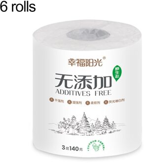 6 Rolls Standaard 3-Layer Toiletpapier Bulk Rollen Bad Tissue Huishouden Badkamer Zachte Papieren Handdoek Voor Hotel
