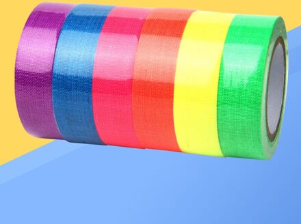 6 Rolls Van Fluorescerende Tape Neon Blacklight Tape Voor Party Stadia En Studio 'S (Assorti Kleur) 12 stk