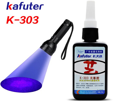 6 second 50ml Kafuter UV Glue UV Curing Adhesive K-303+51LED UV Flashlight UV Curing Adhesive Crystal Glass and Metal Bonding
