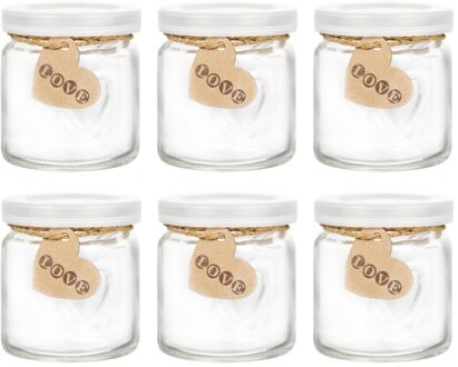 6 Sets Glas Yoghurt Pudding Flessen Harten Cups Jelly Potten Met Deksel