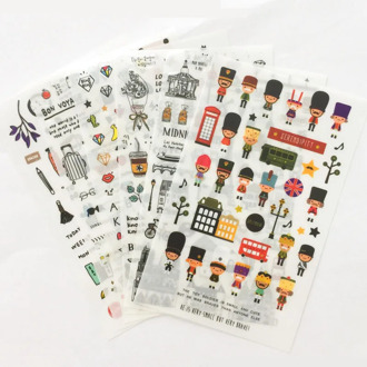 6 Sheet London Pairs Travel Journal Stickers Set Mini Soldier Scenic Spots Sticker DIY INS Style Decoration Diary Gift A6412