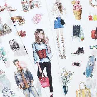 6 Sheet /Pack Fashion Model Girls & Boys Paper Stickers DIY Decorative Sealing Paste Stick Label