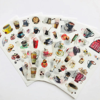 6 Sheets Delicious Coffee Decorative Stickers Diary Notebook Computer Decoration