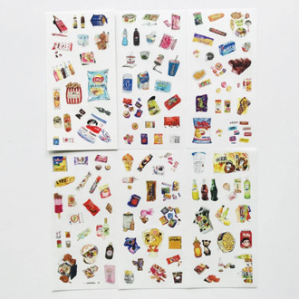 6 Sheets Kids Little Snacks Paper Stickers DIY Decorative Sealing Paste Stick Label