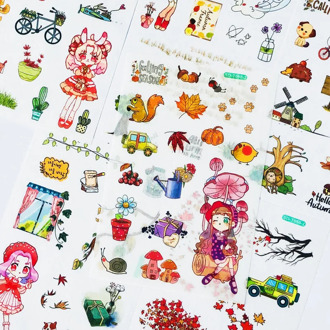 6 Sheets/ Pack Beautiful Autumm Paper Sticker Phone Album Scrapbooking DIY Decor Stick Label