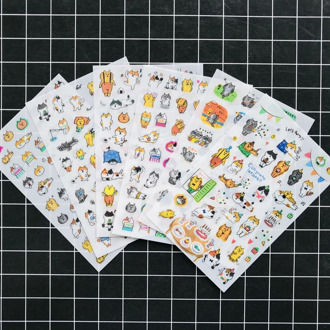 6 Sheets /Pack Cute Kawaii Cat Kitten Sticker Bottle Diary Album Laptop Decor DIY Craft Stick Label Stationery