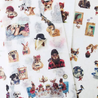 6 Sheets /Pack Cute Pet Cats & Dogs Washi Paper Adhesive Decorative Diary Hand Account Decor Stationery Stickers