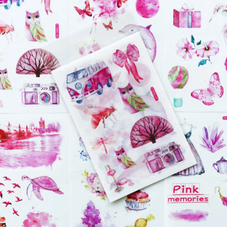 6 Sheets/Pack Cute Pink Memories Sticker Adhesive Craft Stick Label Notebook Computer Phone DIY Decor Kids Gift Stationery