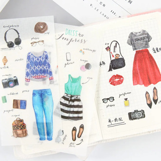 6 Sheets/pack Fashion Collection Stickers Set Decorative Stationery Sticker Scrapbooking DIY Diary Album Decoration Stick Label