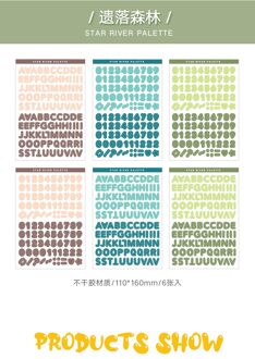 6 Sheets /Pack Gradiënt Letters En Cijfers Interessante Decoratieve Stickers Kids Leren Stickers JY20110702