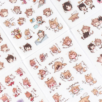 6 Sheets/pack Japanese Anime Boys Girls Decorative Washi Stickers Scrapbooking Stick Label Diary Stationery Album Stickers