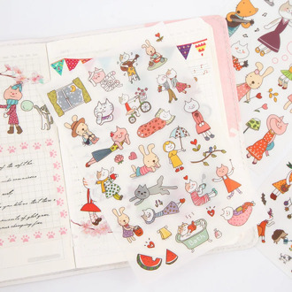 6 Sheets/pack Kawaii Cat Decorative Stickers Scrapbooking Stick Label Diary Stationery Album Journal Stickers