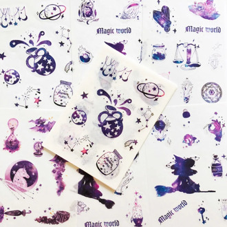6 Sheets /Pack Purple Resplendent Like Stars Washi Paper Sticker Notebook Computer Phone Decoration